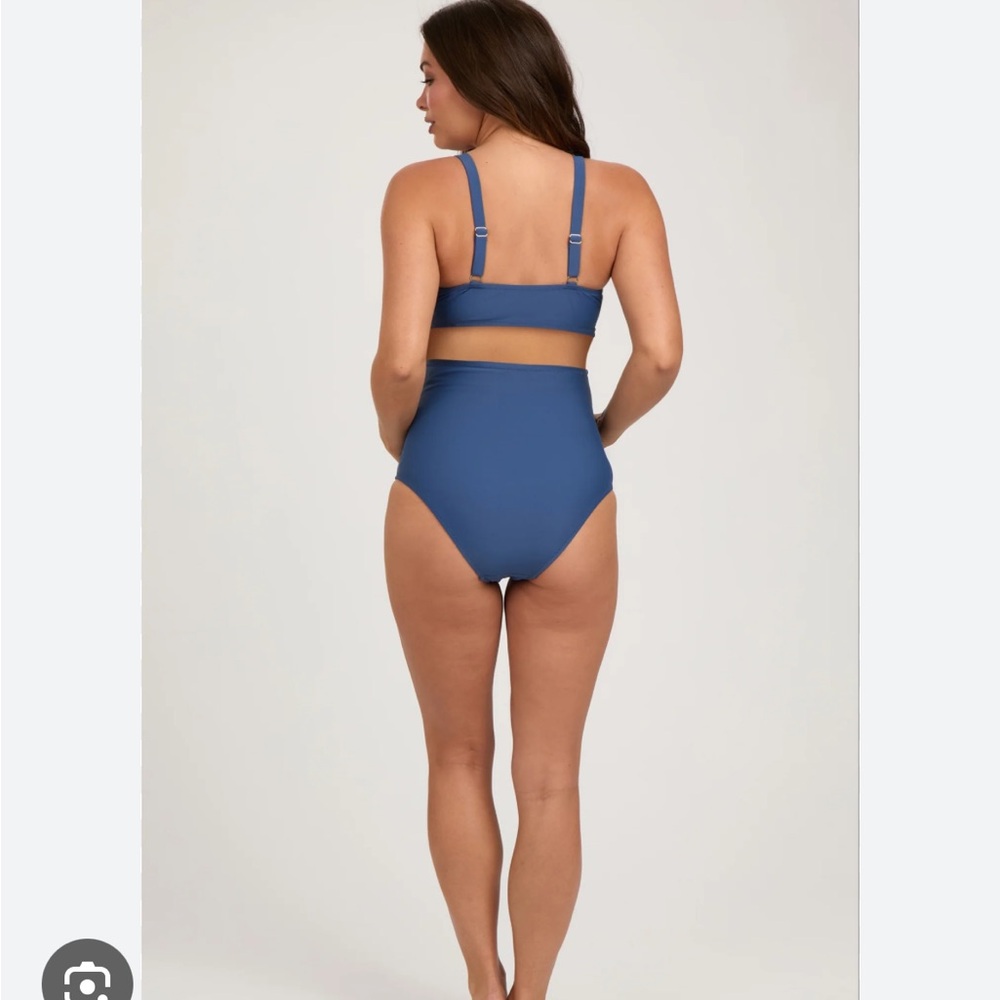 Blue High Waist Maternity Bikini